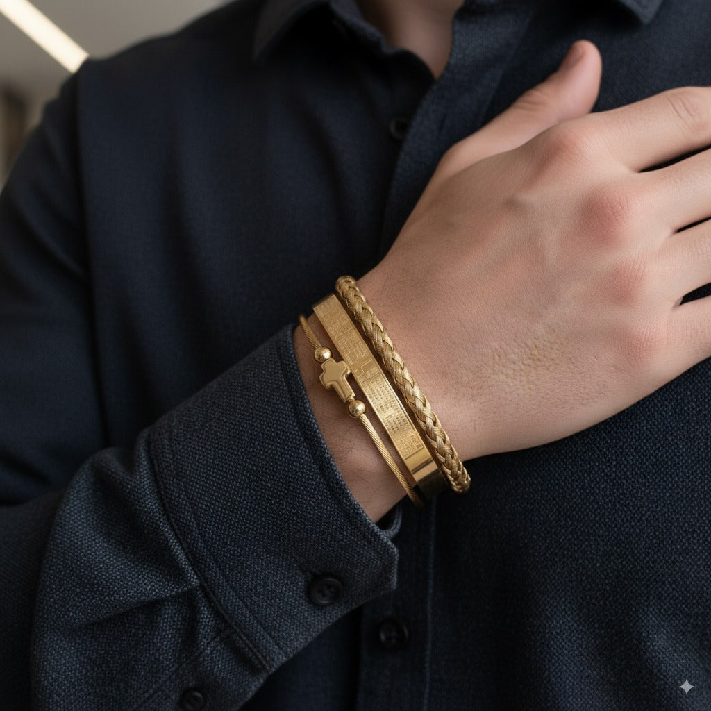 Pulseira Banhada a Ouro 18K Verset Cross
