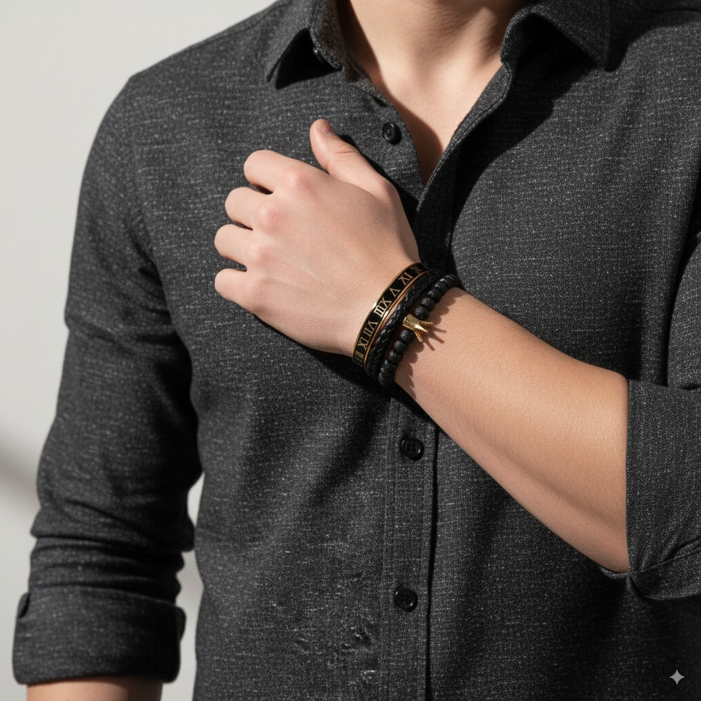 Pulseira Aço Inoxidável 316L Coroa Romana