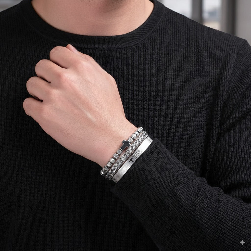 Pulseira Aço Inoxidável 316L Tharok Prata