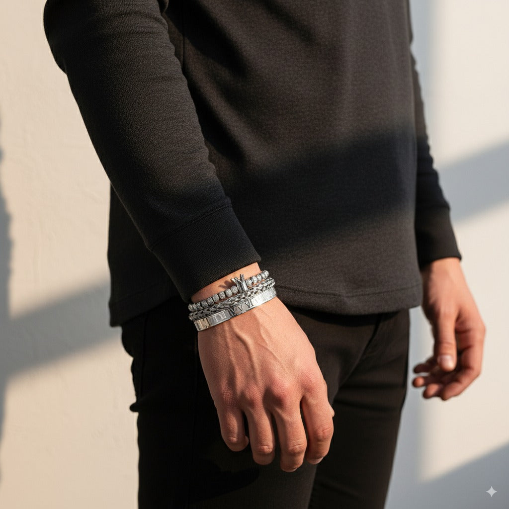 Pulseira Aço Inoxidável 316L Coroa Imperial Prata
