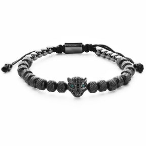 Charme micro pave cz cabeça de leopardo pulseiras masculinas aço inoxidável casal artesanal jóias presente acero inoxidável joyeria mujer