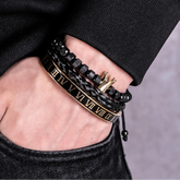 Luxo esmalte romano pulseira coroa real charme masculino geometria de aço inoxidável pulseiras abertas ajustável pulseiras casal jóias